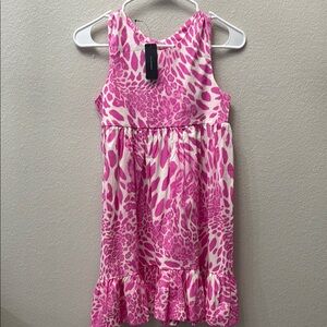 Natori Ruched Pink and White Halter Sundress